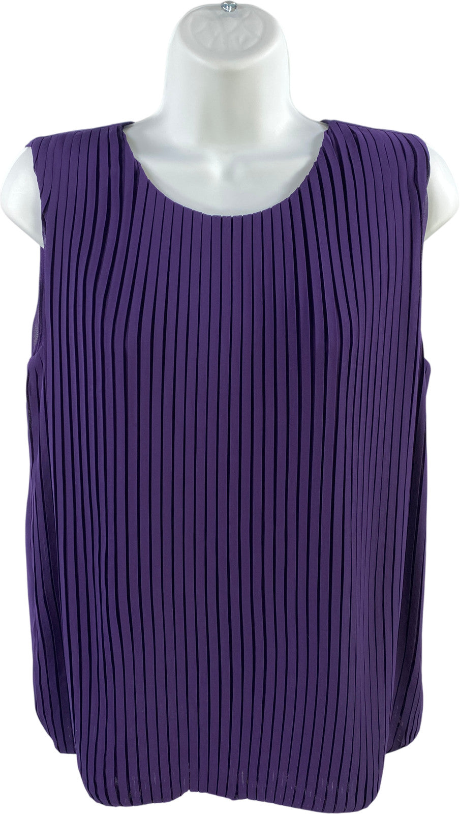 Calvin Klein Women’s Purple Pleated Front Sleeveless Blouse - S