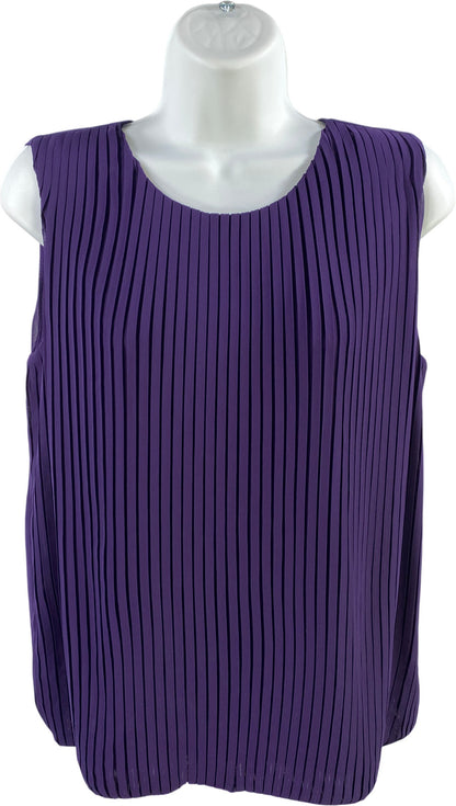 Calvin Klein Women’s Purple Pleated Front Sleeveless Blouse - S