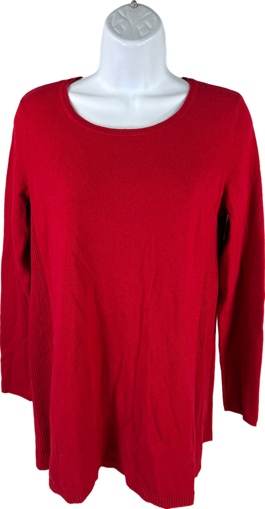 J.Jill Women’s Red Ribbed Side Long Sleeve Sweater - XS