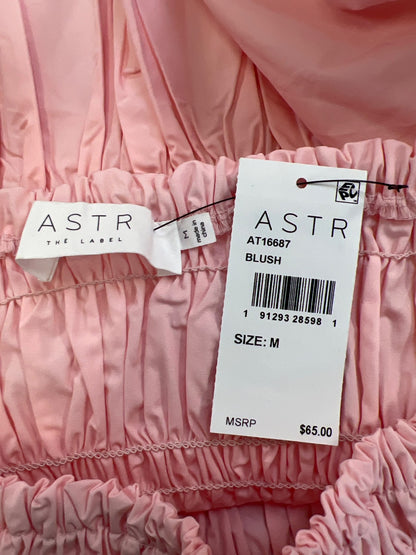 ASTR Women’s Pink Savina Smocked Bodice Puff Sleeve Blouse - M