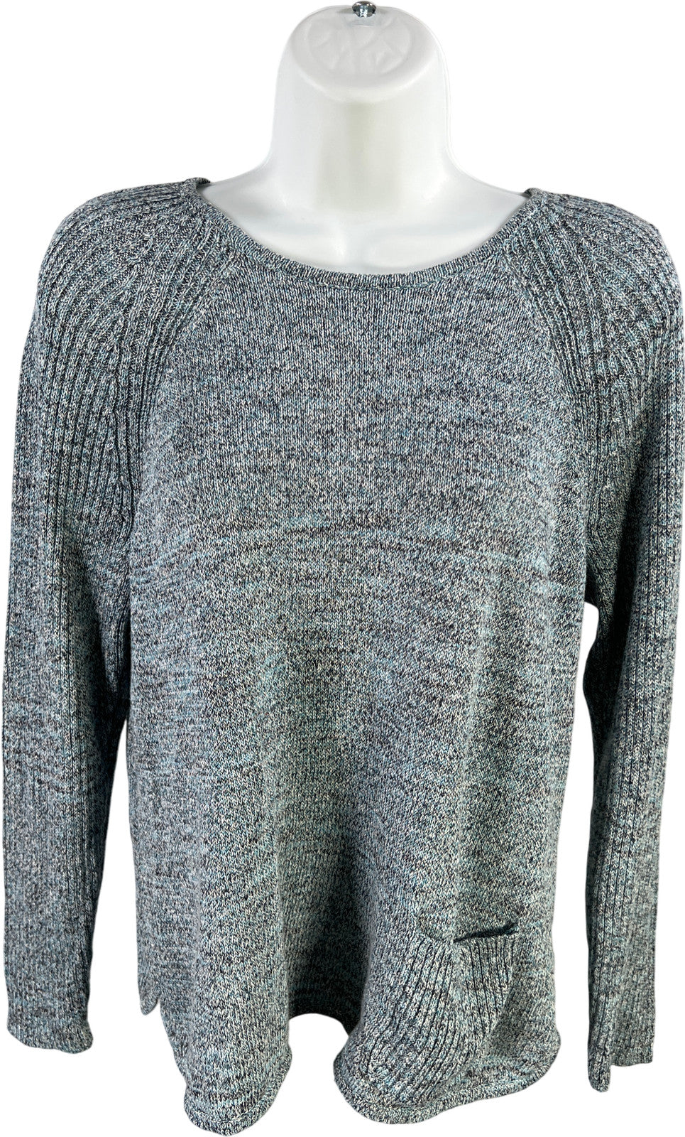 Pure J.Jill Women’s Blue Long Sleeve Pocket Front Sweater - M Petite