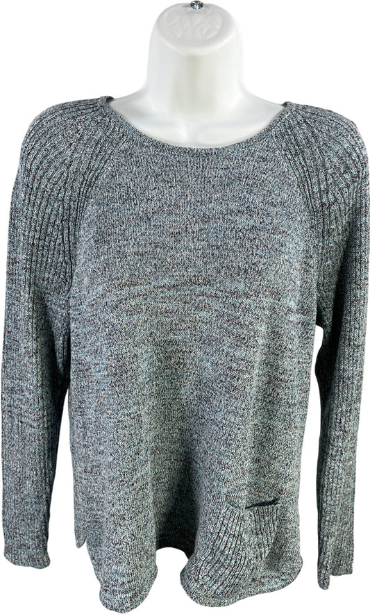 Pure J.Jill Women’s Blue Long Sleeve Pocket Front Sweater - M Petite