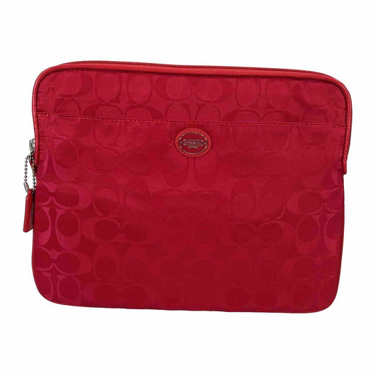 Coach Red Signature Fabric Padded 12in Tablet Case