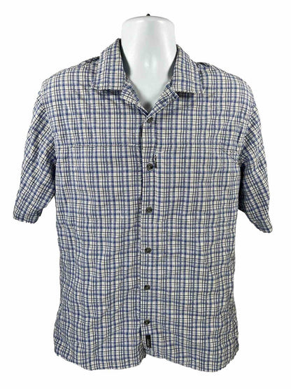 Cabela's Men's Blue Plaid Short Sleeve CoolMax Button Up Shirt - M