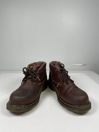 Dr. Martens Men’s Brown Leather Izzy Air Wair Industrial Steel Toe Boots - 8