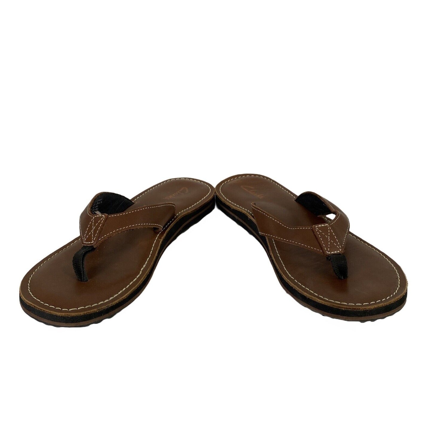 Clarks Women's Brown Leather Thong Flip Flops - 10