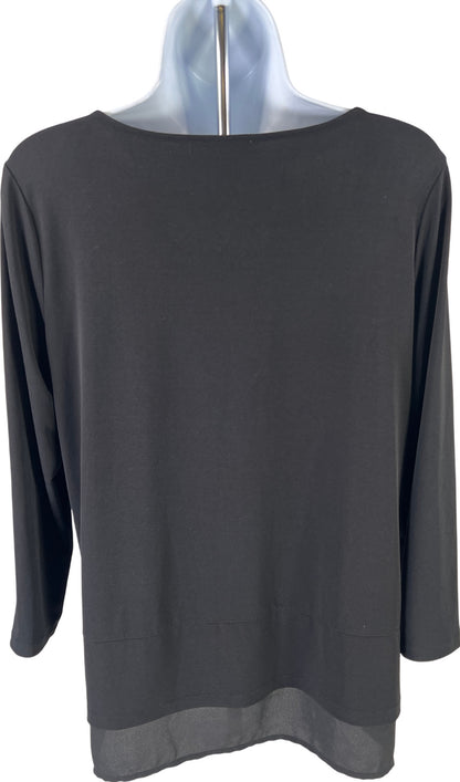 Calvin Klein Women’s Black 3/4 Sleeve Layered Blouse - S