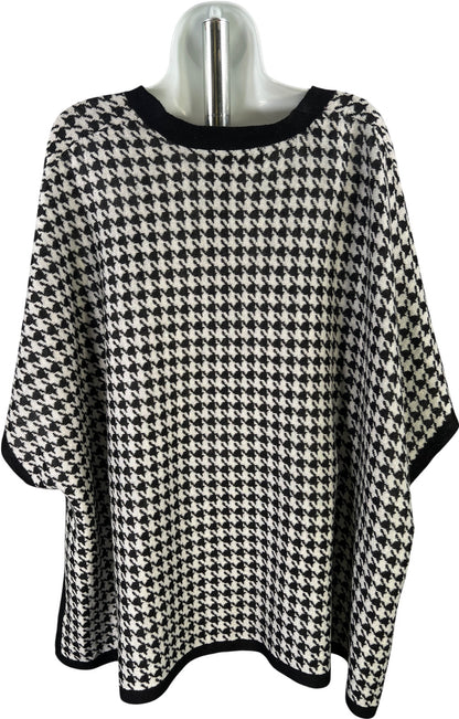 Ellen Tracy Women’s Black/White Short Loose Sleeve Cape Sweater - Petite Small