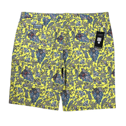 NUEVOS pantalones cortos de golf deportivos Herski Paisley amarillos para hombre - 42