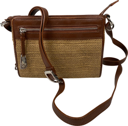 Brighton Women’s Brown Brooklyn Straw Multipocket Organizer Crossbody Purse