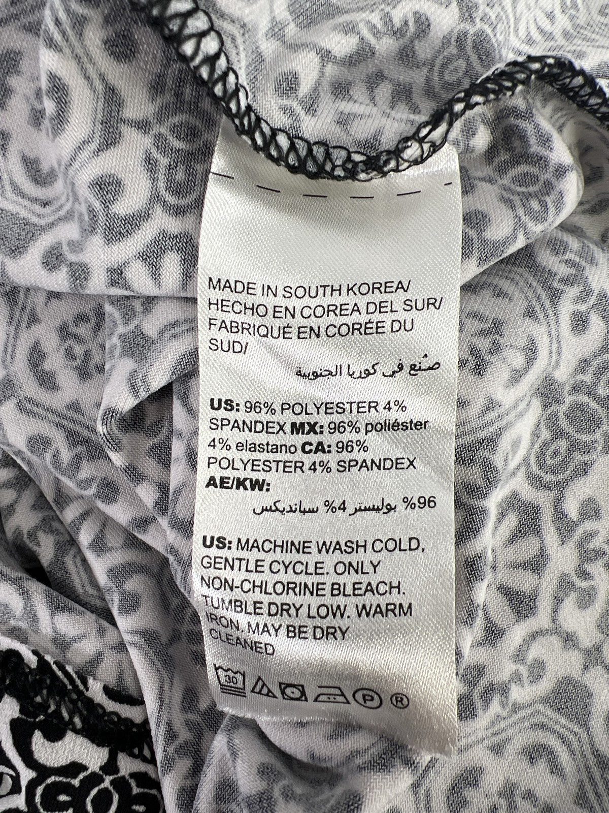 Chico’s Women’s Black/White 3/4 Sleeve Tie Side Blouse - 3/US XL