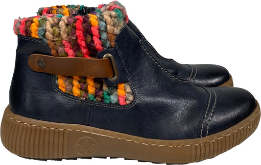Rieker Women’s Navy Blue Leather/Wool Felicitas 84 Ankle Boots - 42/US 11