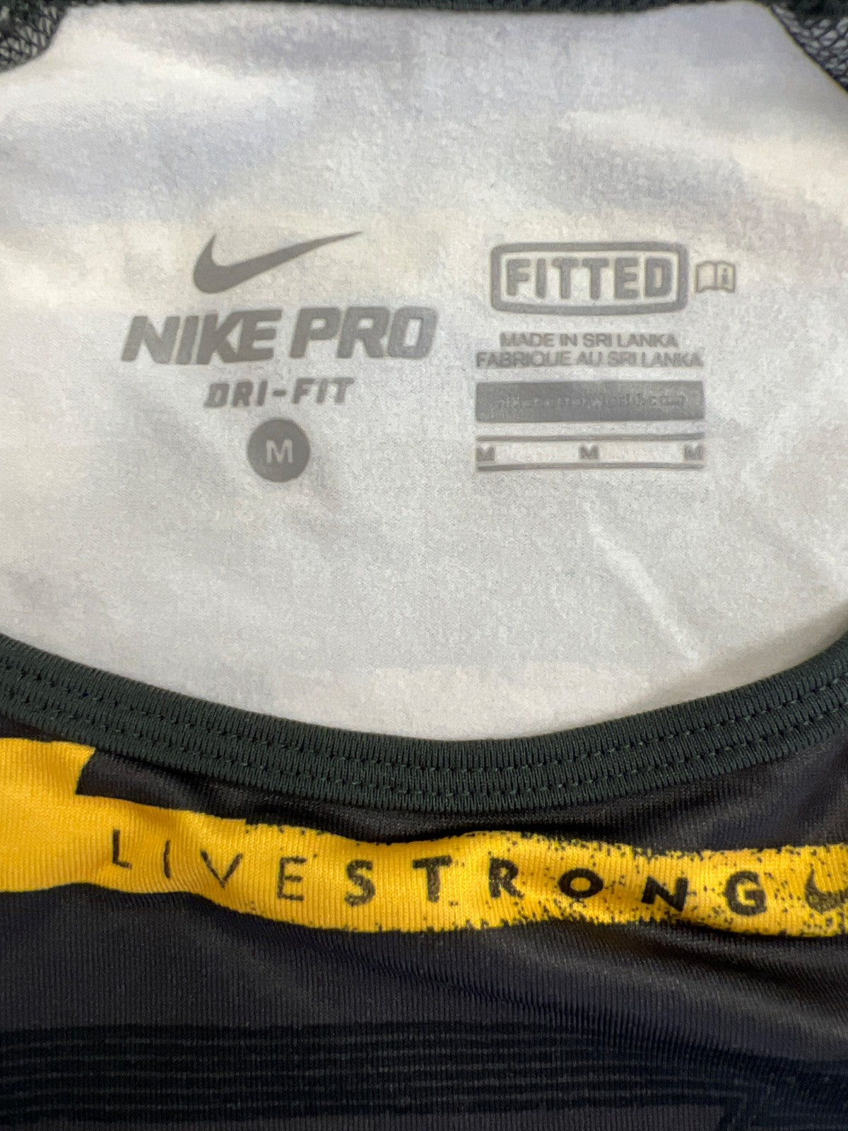 Nike Pro Women’s Gray/Yellow Fitted Long Sleeve Athletic Shirt - M