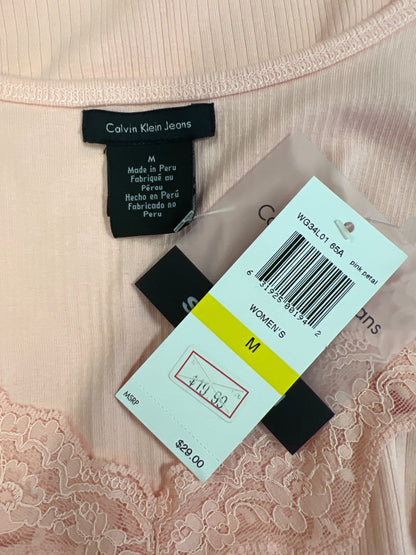 Calvin Klein Women’s Pink Lace Trim Cami Tank Top - M
