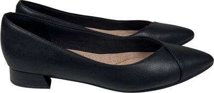 Clarks Collection Women’s Black Leather Natalyn Wish Pointed Low Heel Flats - 8