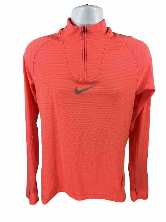 Nike Men's Bright Coral AeroReact 1/4 Zip Running Athletic Shirt - M