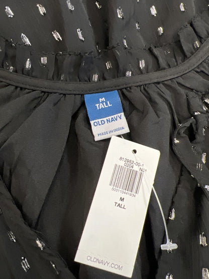 Old Navy Women’s Black Metallic Long Sleeve Smocked Dress - M Tall