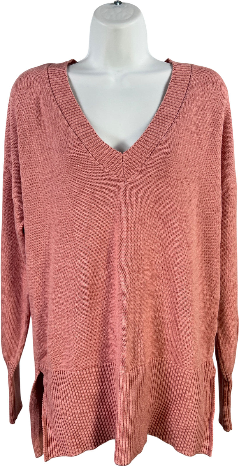 Tahari Women’s Pink Long Sleeve V-Neck Knit Sweater - S