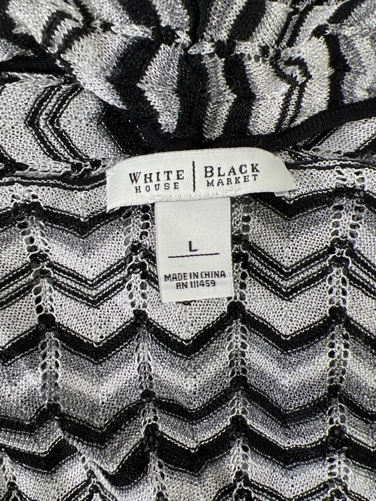 White House Black Market Women’s Black Silver Metallic Sleeveless Cardigan - L