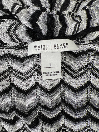 White House Black Market Women’s Black Silver Metallic Sleeveless Cardigan - L