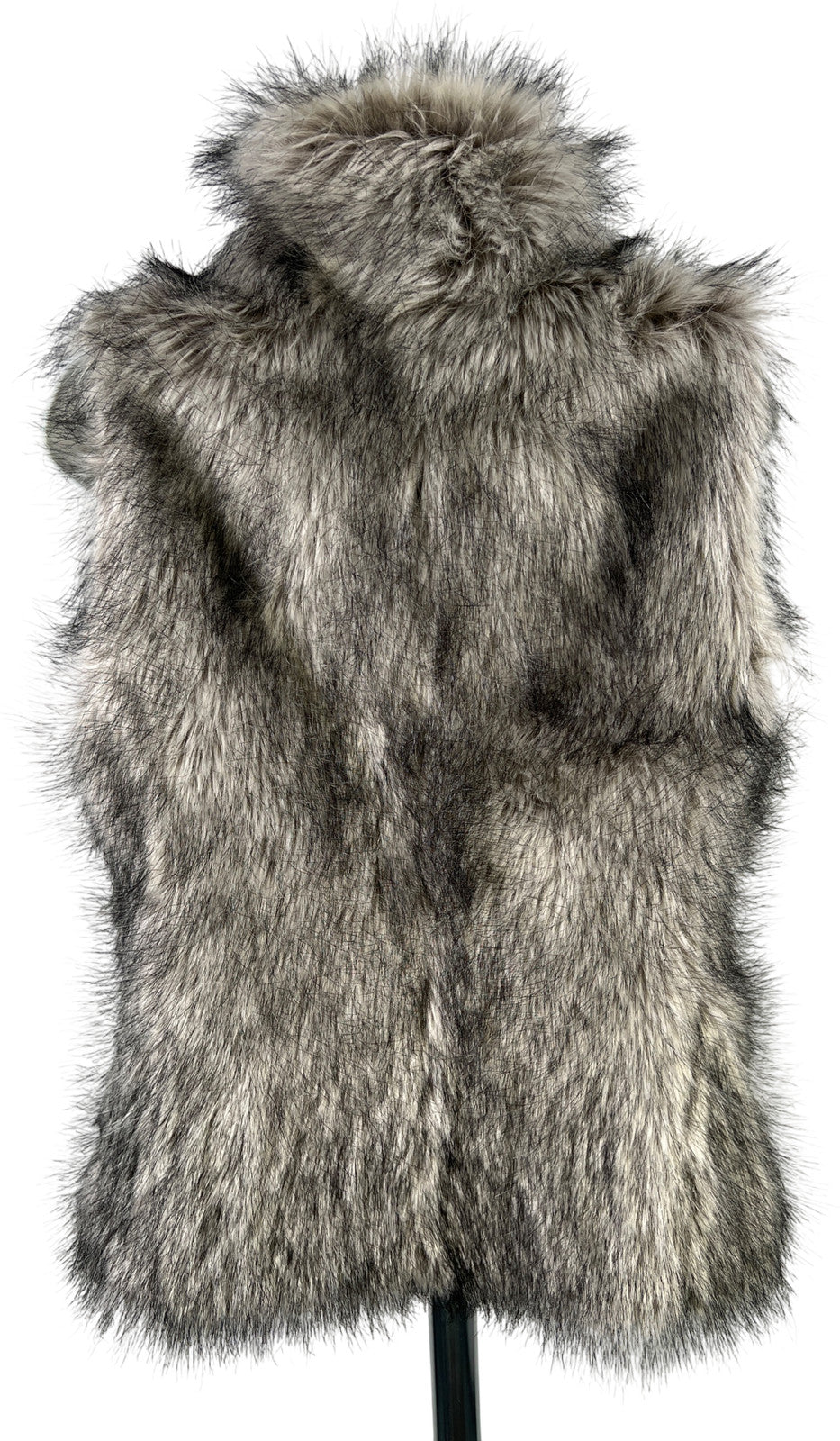 White House Black Market Women’s Gray/White Hook Close Faux Fur Vest - XS