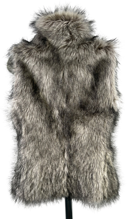 White House Black Market Women’s Gray/White Hook Close Faux Fur Vest - XS