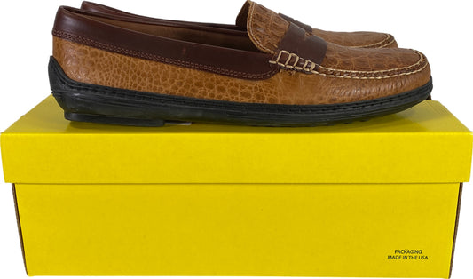 T.B Phelps Men’s Tan Brown Leather Key West Combo Penny Loafers - 11