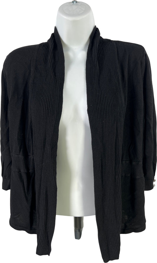 White House Black Market Women’s Black 3/4 Sleeve Open Cardigan Sweater - S