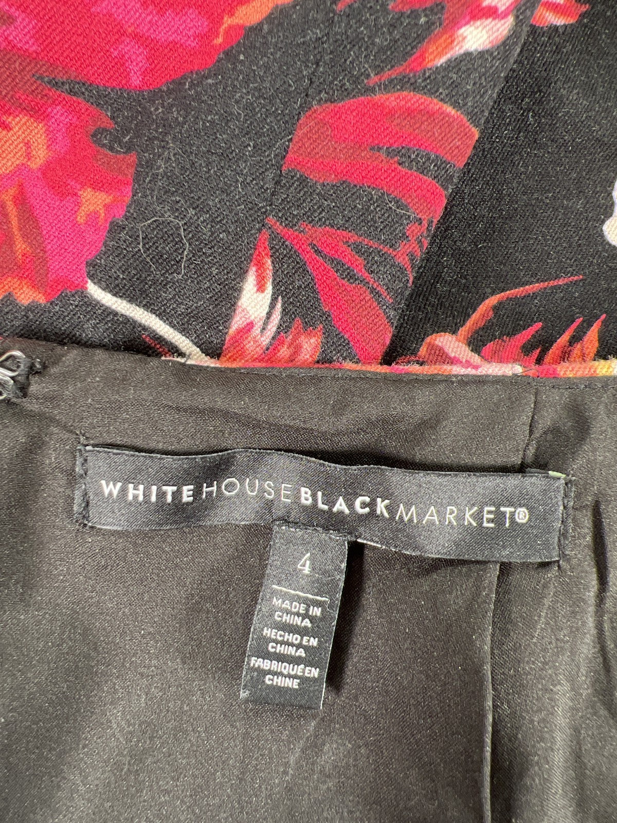 White House Black Market Women’s Black/Red Floral Pencil Skirt - 4