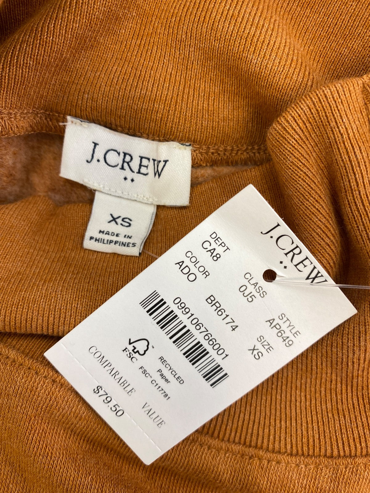 J.Crew Women’s Brown Fleece Lined Mock Neck Pullover Sweater - XS