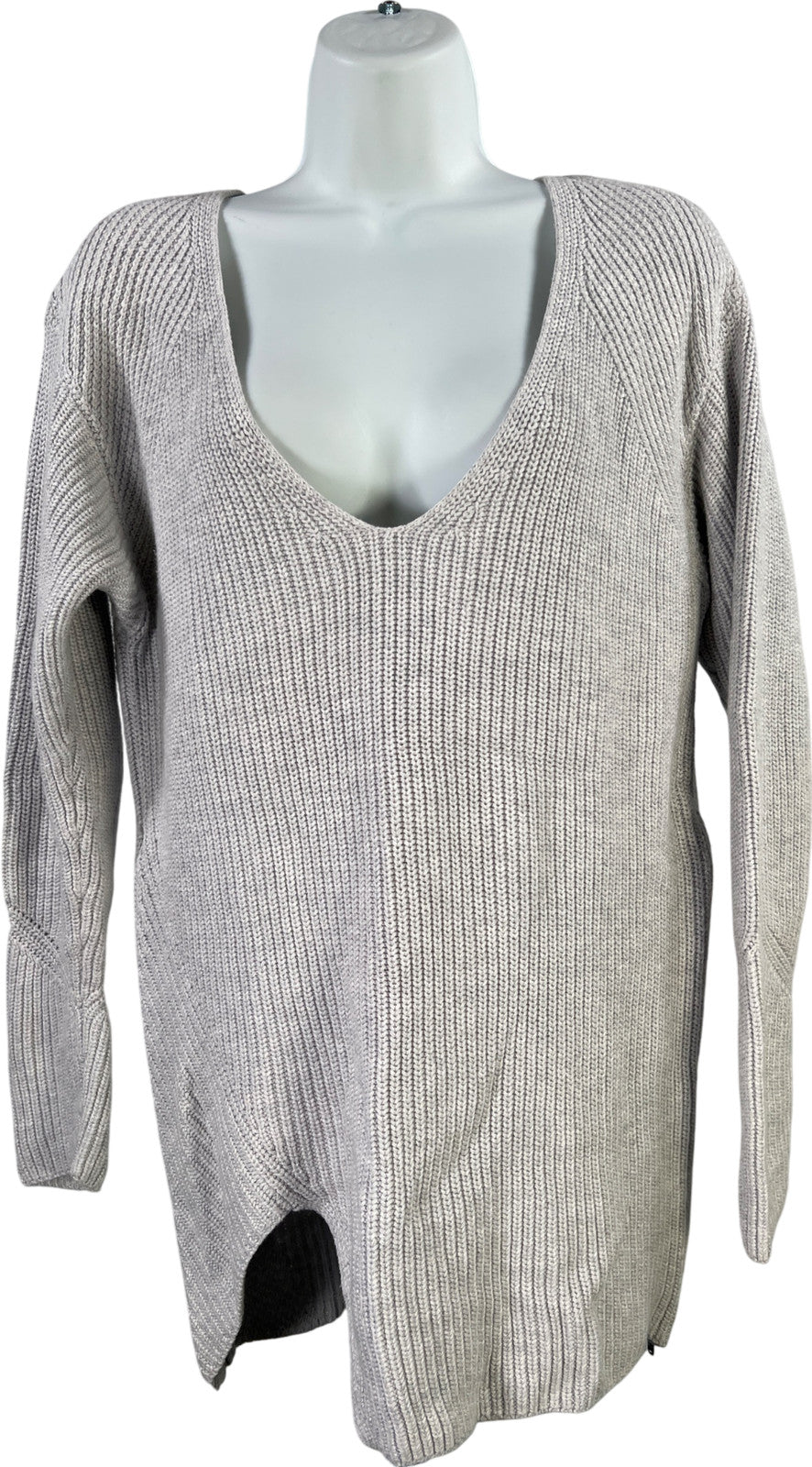 Cabi Women’s Blue Knit Long Sleeve V-Neck Zip Side Sweater - S