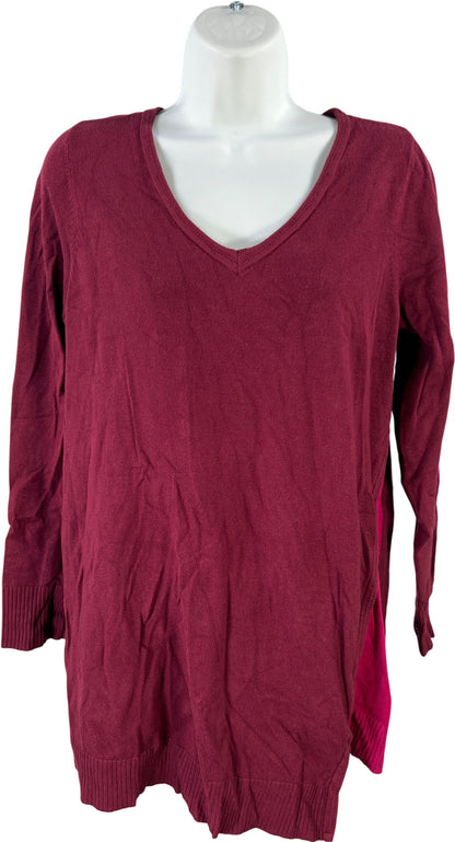 Chico’s Women’s Burgundy Long Sleeve Thin Knit Sweater - 1/US M