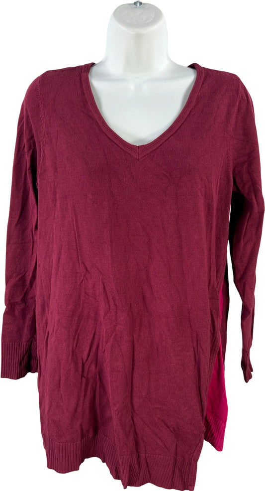 Chico’s Women’s Burgundy Long Sleeve Thin Knit Sweater - 1/US M