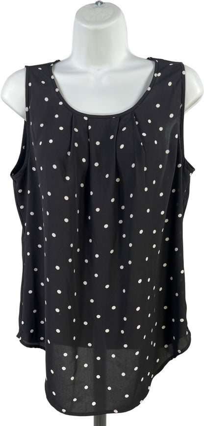 Ann Taylor Women’s Black Polka Dots Pleated Front Tank Top - M