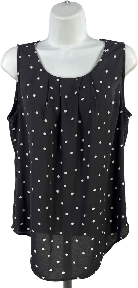 Ann Taylor Women’s Black Polka Dots Pleated Front Tank Top - M