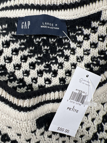 NEW Gap Women’s White/Black Sleeveless Knit Sweater Dress - L Petite