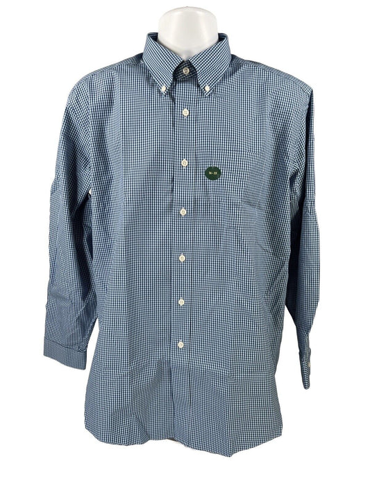 NEW LL Bean Men's Blue Check Traditional Fit Button Down Shirt - 16-33