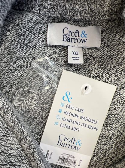 Croft and Barrow Men’s White/Black Long Sleeve 1/4 Zip Pullover Sweater - XXL