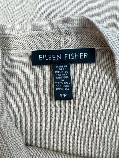 Eileen Fisher Women’s Beige Short Sleeve Ribbed Sweater - S