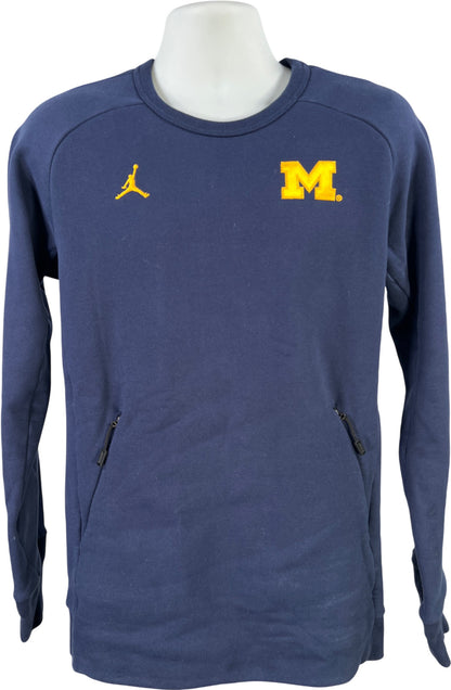 Nike Jordan Men’s Blue U of M Michigan Long Sleeve Crewneck Sweatshirt - M