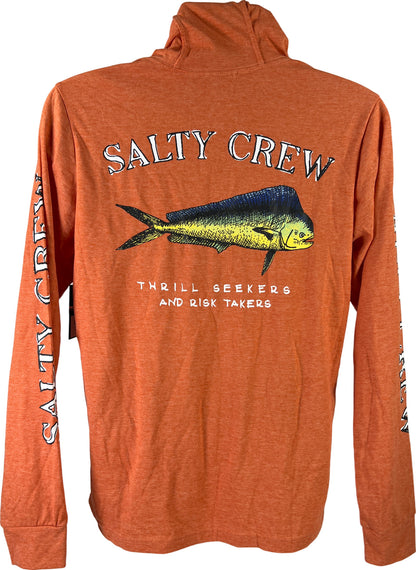 NEW Salty Crew Men’s Orange Premium Technical UPF 40 Hooded Shirt - S