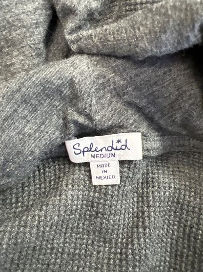 Splendid Women’s Gray Long Sleeve Open Front Waffle Knit Cardigan Sweater - M