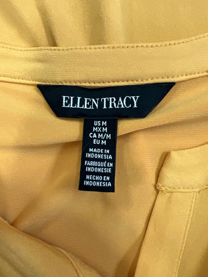 Ellen Tracy Women’s Yellow 3/4 Roll Sleeve V-Neck Blouse - M