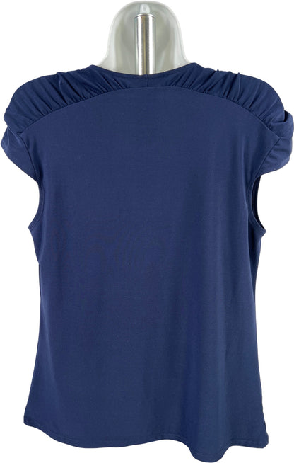 White House Black Market Women’s Blue Cinch Sleeve Blouse - S