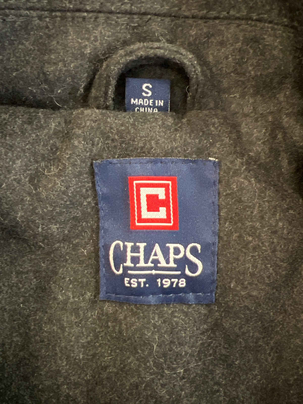 Chaps Men’s Dark Gray/Black Wool Blend Button Up Jacket - S