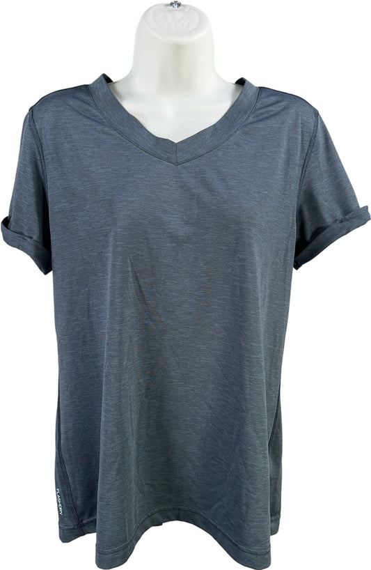 The North Face Women’s Blue FlashDry Short Sleeve V-Neck Athletic Shirt - L