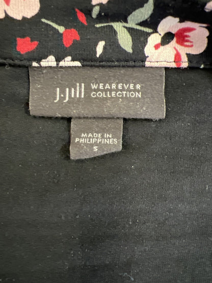 J.Jill Wearever Collection Women’s Black/Red Floral 3/4 Sleeve Shirt - S