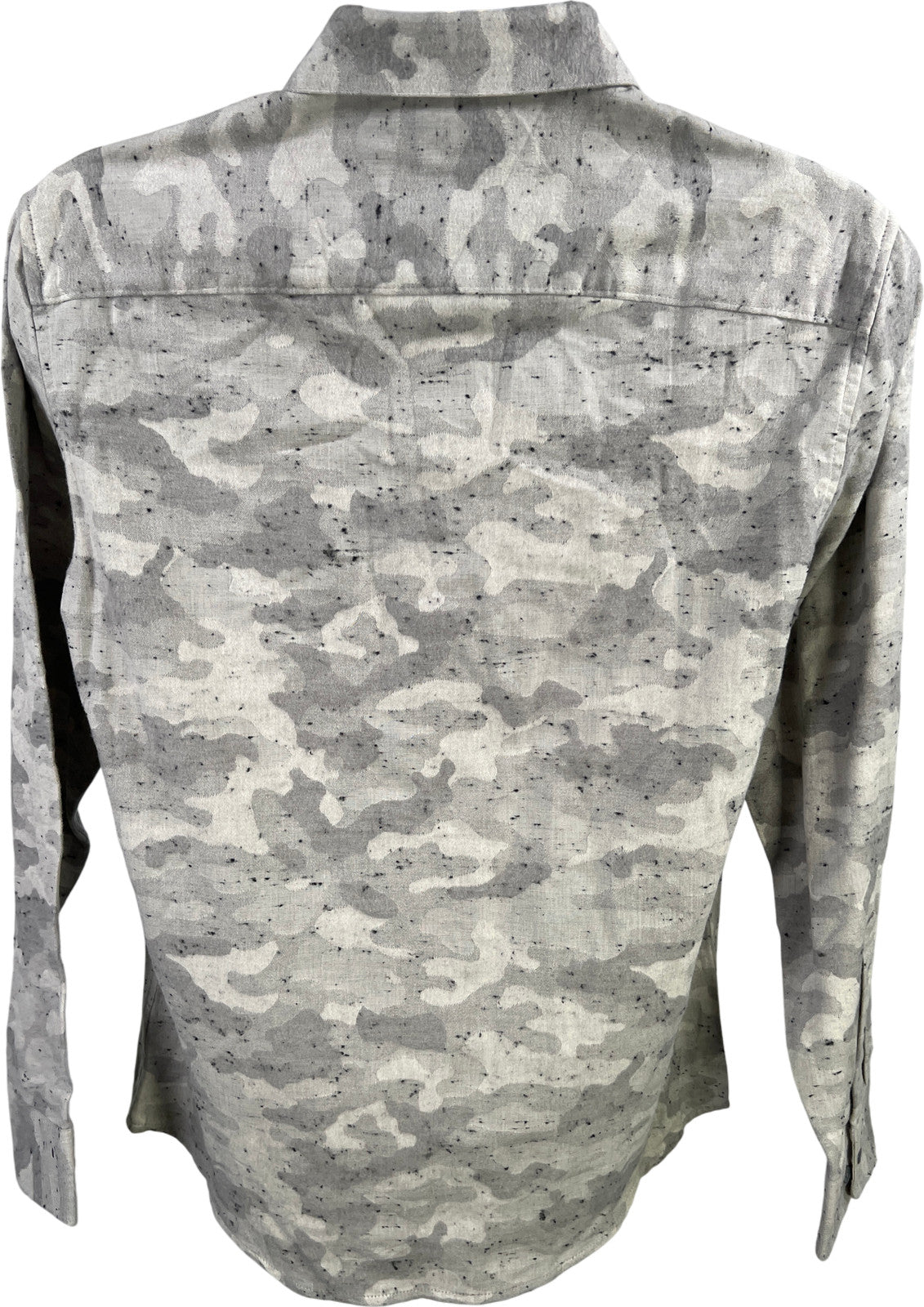 Marc Anthony Men’s Gray Camo Soft Touch Slim Fit Button Up Shirt - M