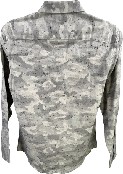 Marc Anthony Men’s Gray Camo Soft Touch Slim Fit Button Up Shirt - M