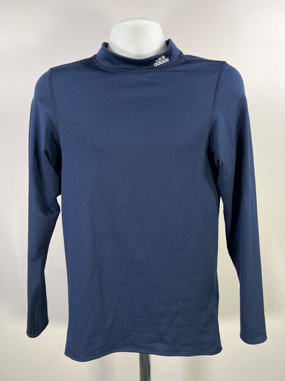 Adidas Team Men’s Blue Mock Neck Performance Long Sleeve Athletic Shirt - XL
